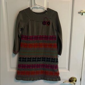 Hanna Andersson Gray Dress with Pink and Orange Patterns